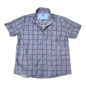 Izod Saltwater Relaxed Classics XXL Mens Plaid Short-Sleeve Button-Up Shirt Blue